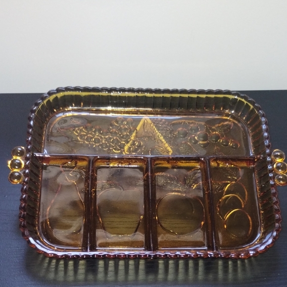 Other - Vintage Amber Glass Divided Serving Tray